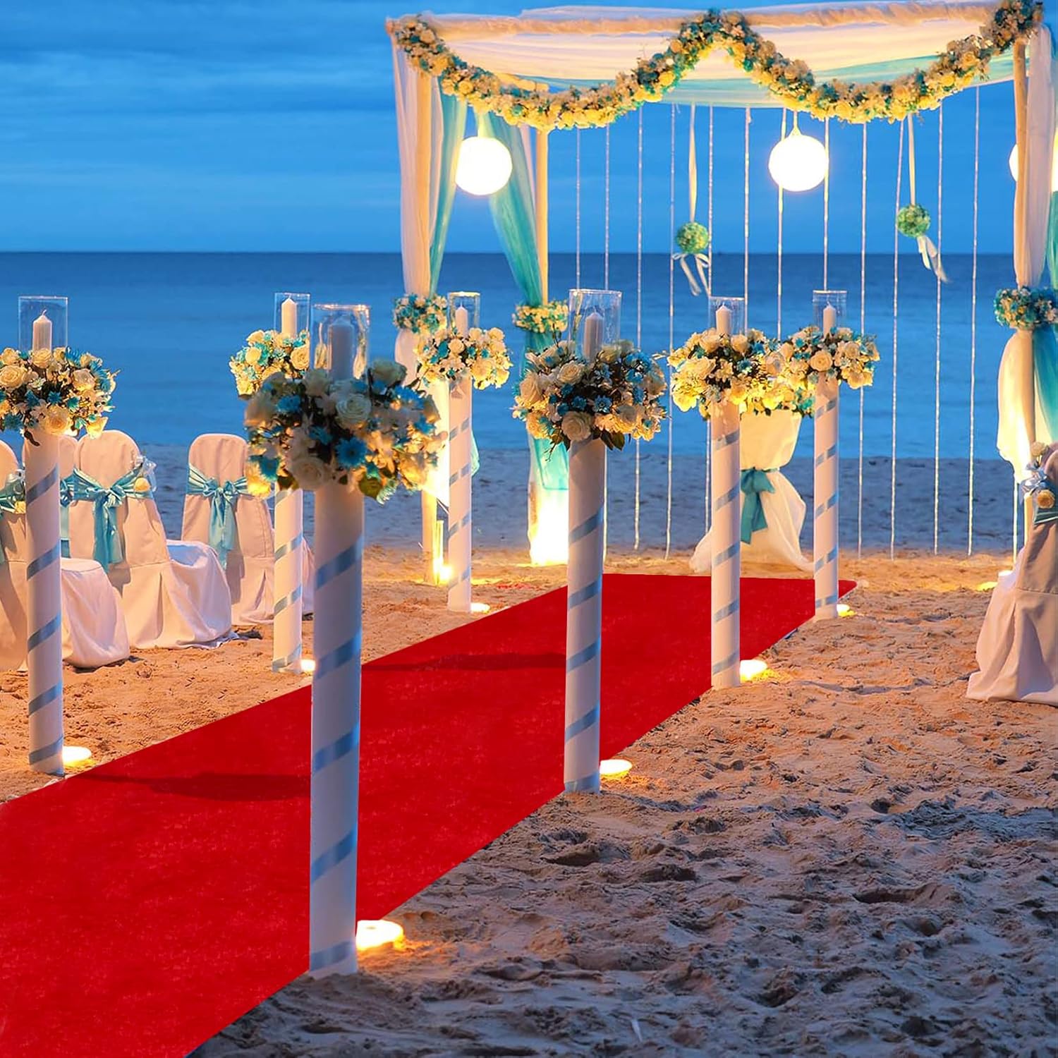 Aisle Runner White - Thick Red Wedding Carpet, Solid Color
