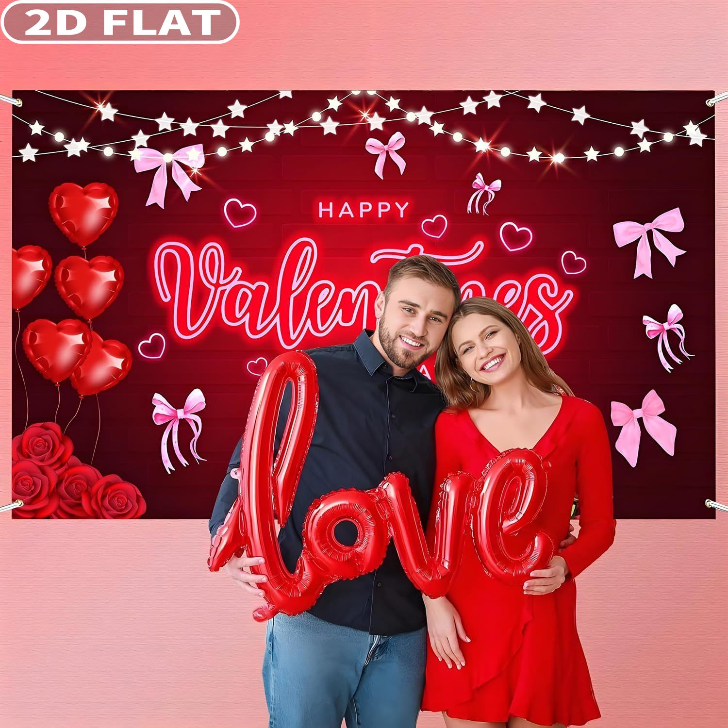 2D FLAT 1pc Happy Valentine's  - огляд і ціна Photo Booth Prop