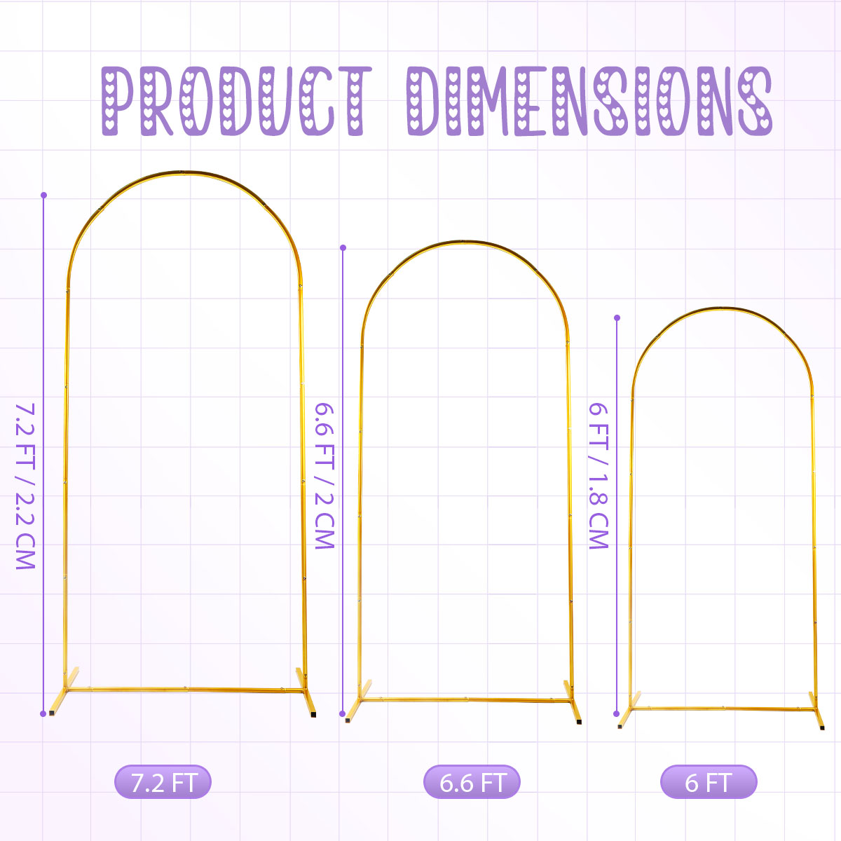 3Pack Golden Metal Arch Kits,  - огляд і ціна Wedding Support
